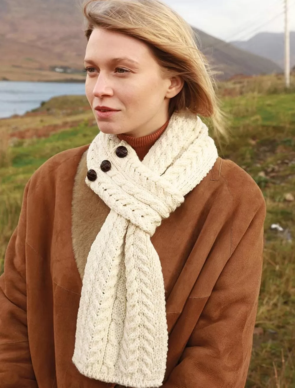 Best Aran Loop Scarf Women Knitted Wool Scarves