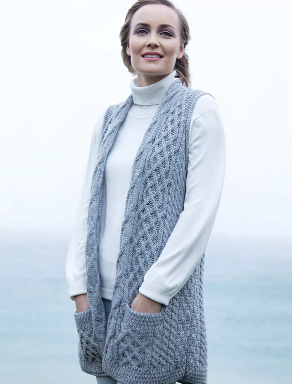 Fashion Cable Aran Waistcoat Women Cardigans, Jackets & Coatigans