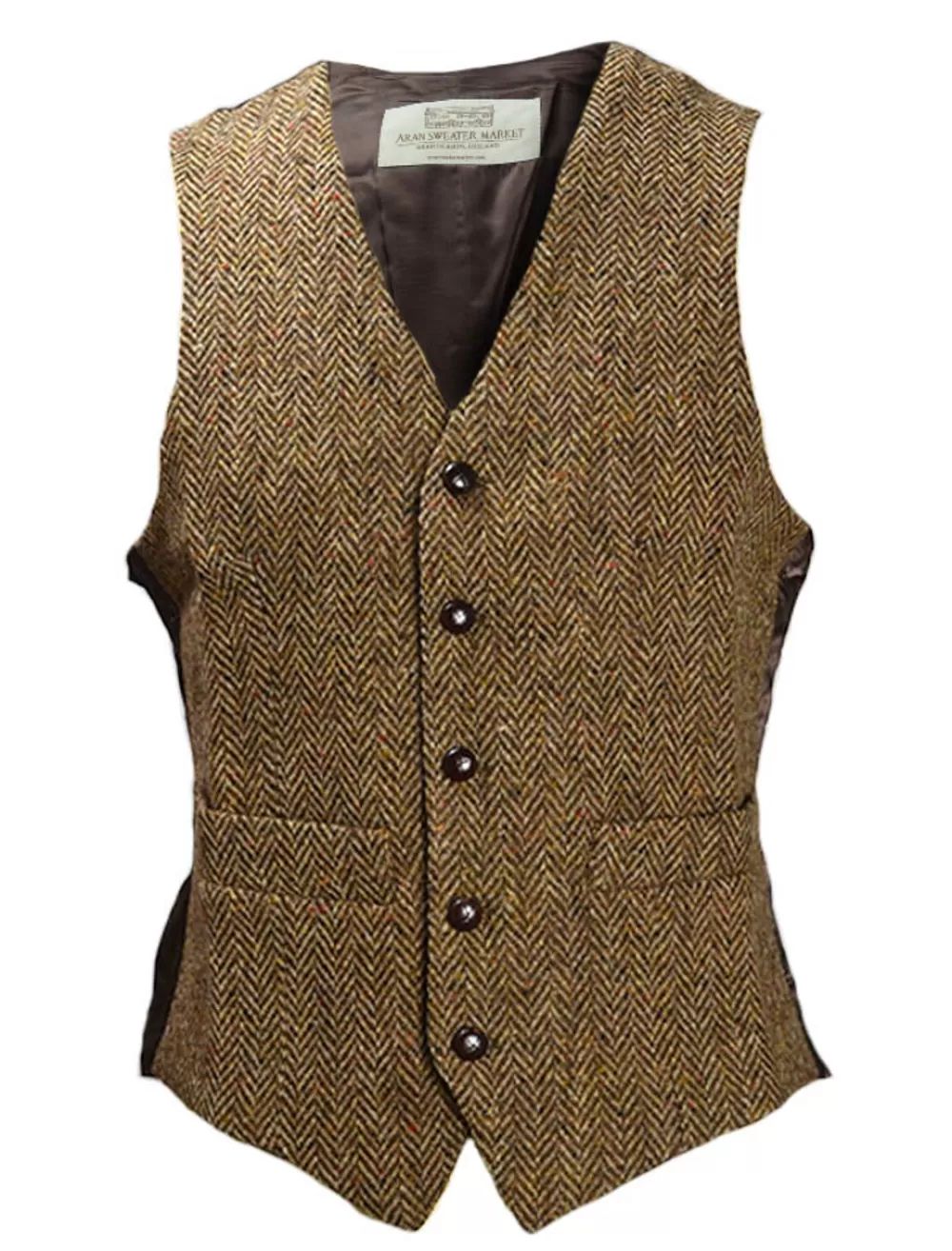 Outlet Donegal Tweed Waistcoat - Brown Grandfather Shirts And Waistcoats
