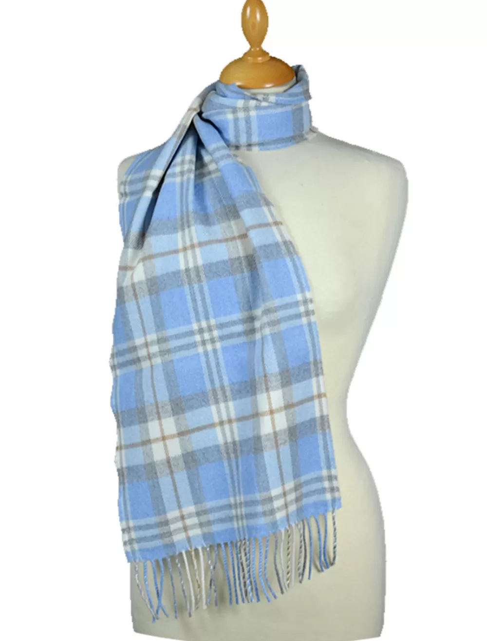 Flash Sale Fine Merino Plaid Scarf - Light Blue Grey Women Plaid & Tartan Scarves | Plaid & Tartan Scarves