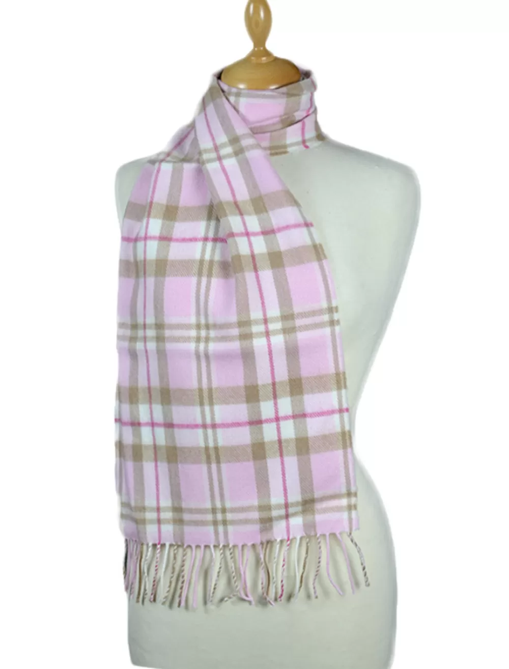 Online Fine Merino Plaid Scarf - Pink Camel Women Plaid & Tartan Scarves