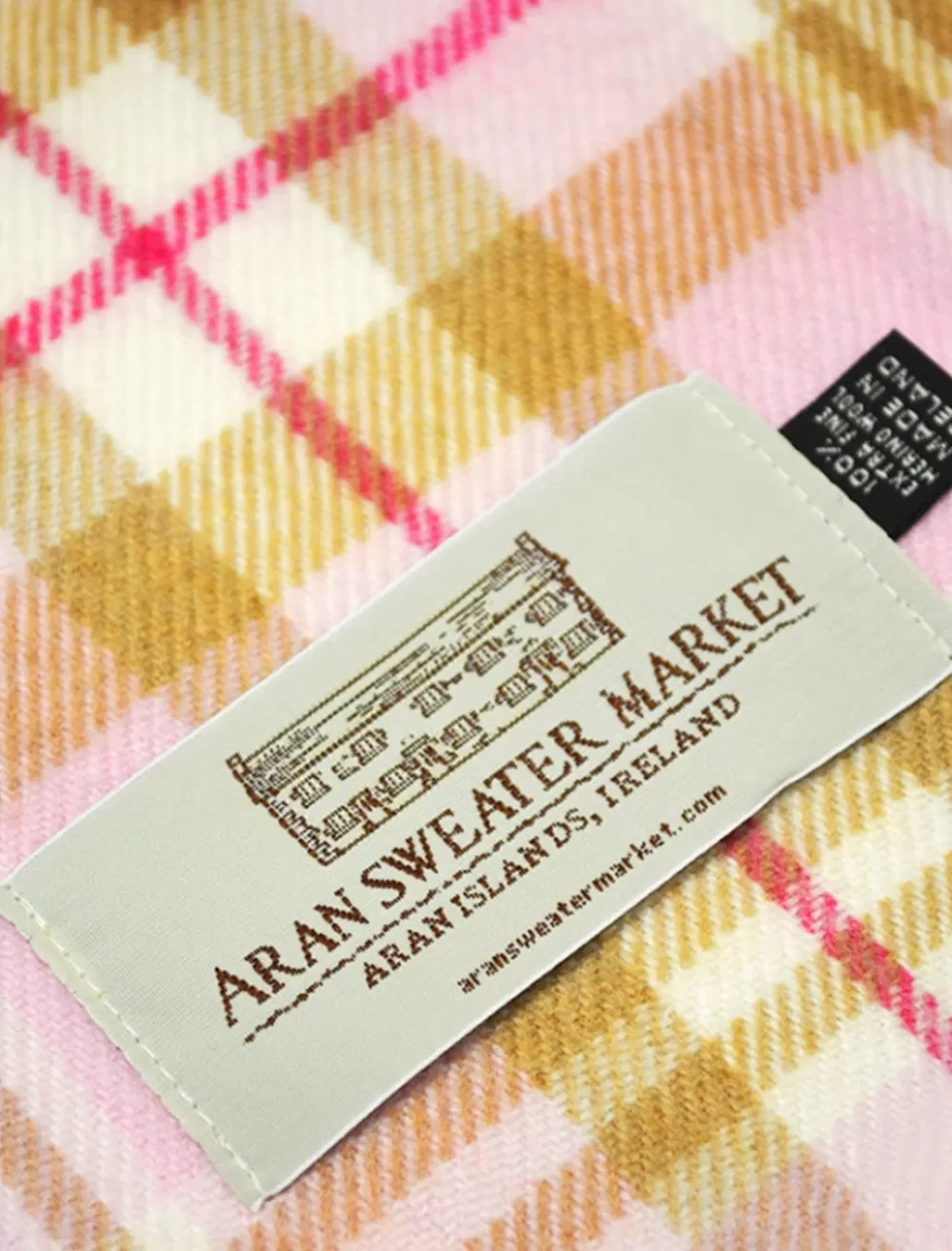 Online Fine Merino Plaid Scarf - Pink Camel Women Plaid & Tartan Scarves