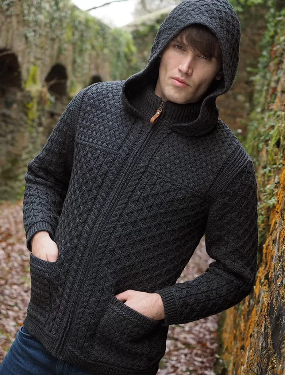 Sale Hooded Merino Aran Jacket Cardigans, Jackets & Coats
