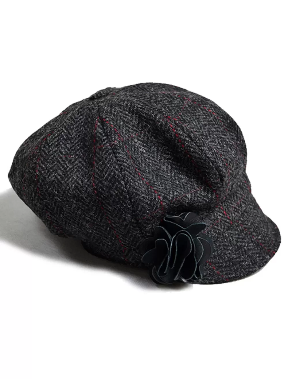 Shop Ladies Newsboy Hat - Charcoal Plaid Women Caps & Hats