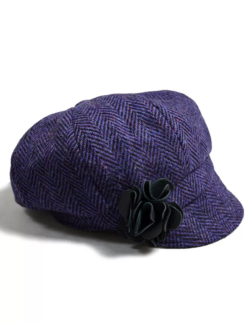 New Ladies Tweed Newsboy Hat - Dark Purple Women Caps & Hats