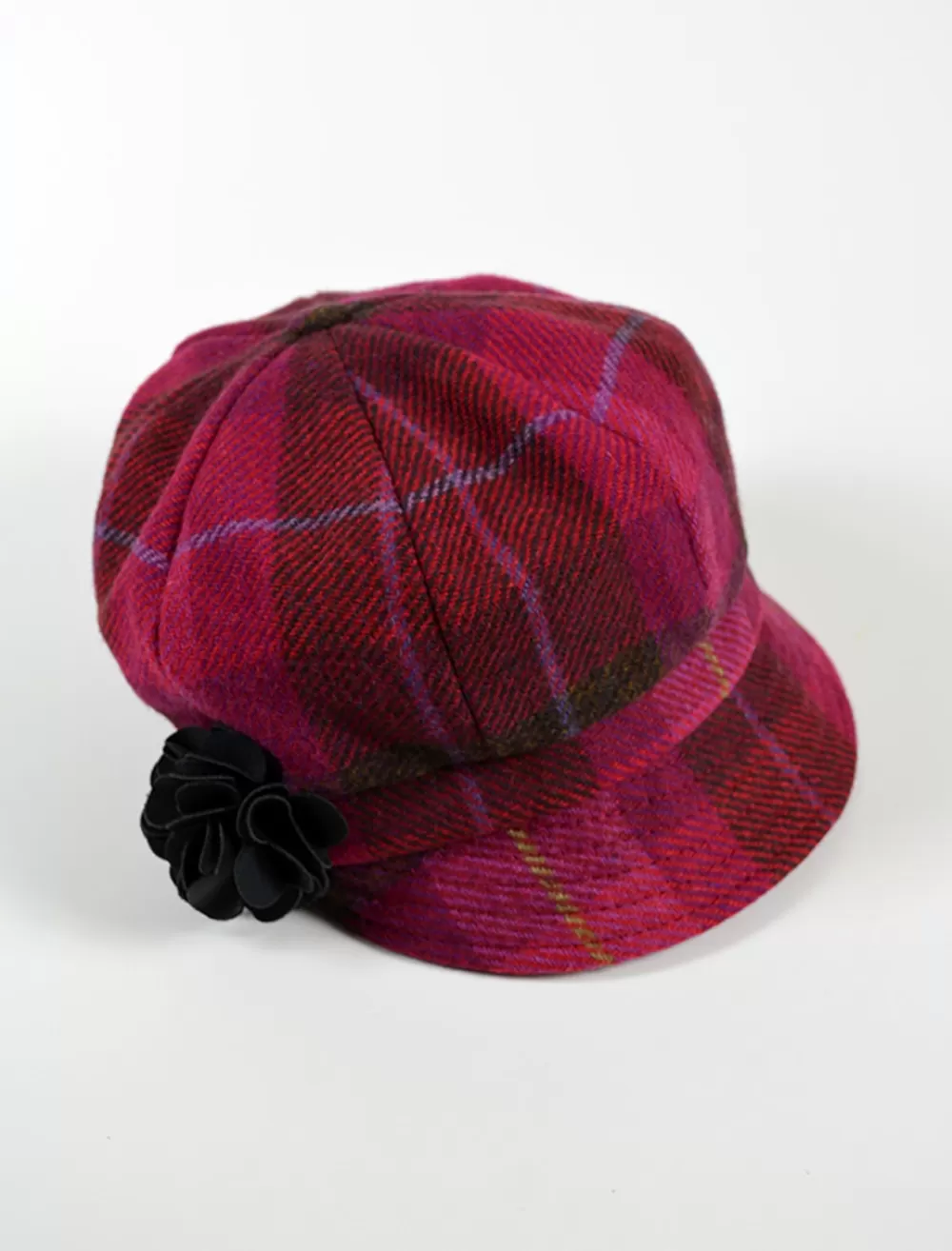 Online Ladies Tweed Newsboy Hat - Pink Plaid Women Caps & Hats
