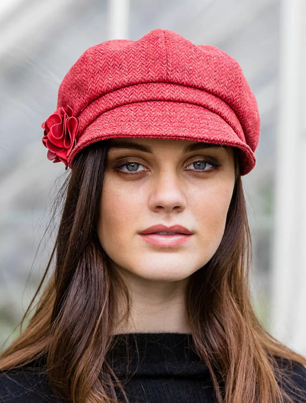 Flash Sale Ladies Tweed Newsboy Hat - Red Women Caps & Hats