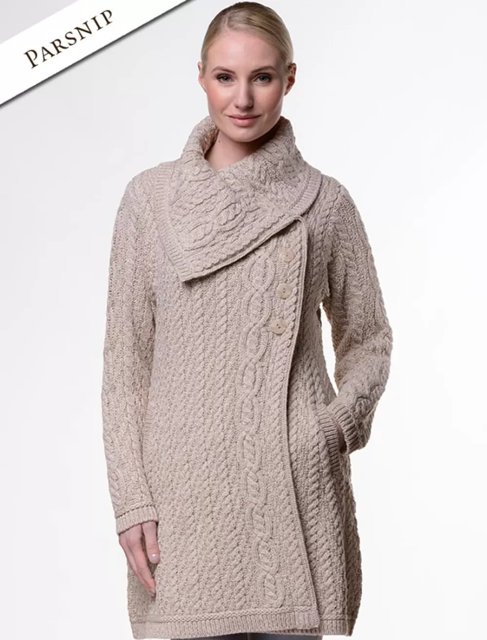Fashion Large Collar Aran Coat Women Cardigans, Jackets & Coatigans