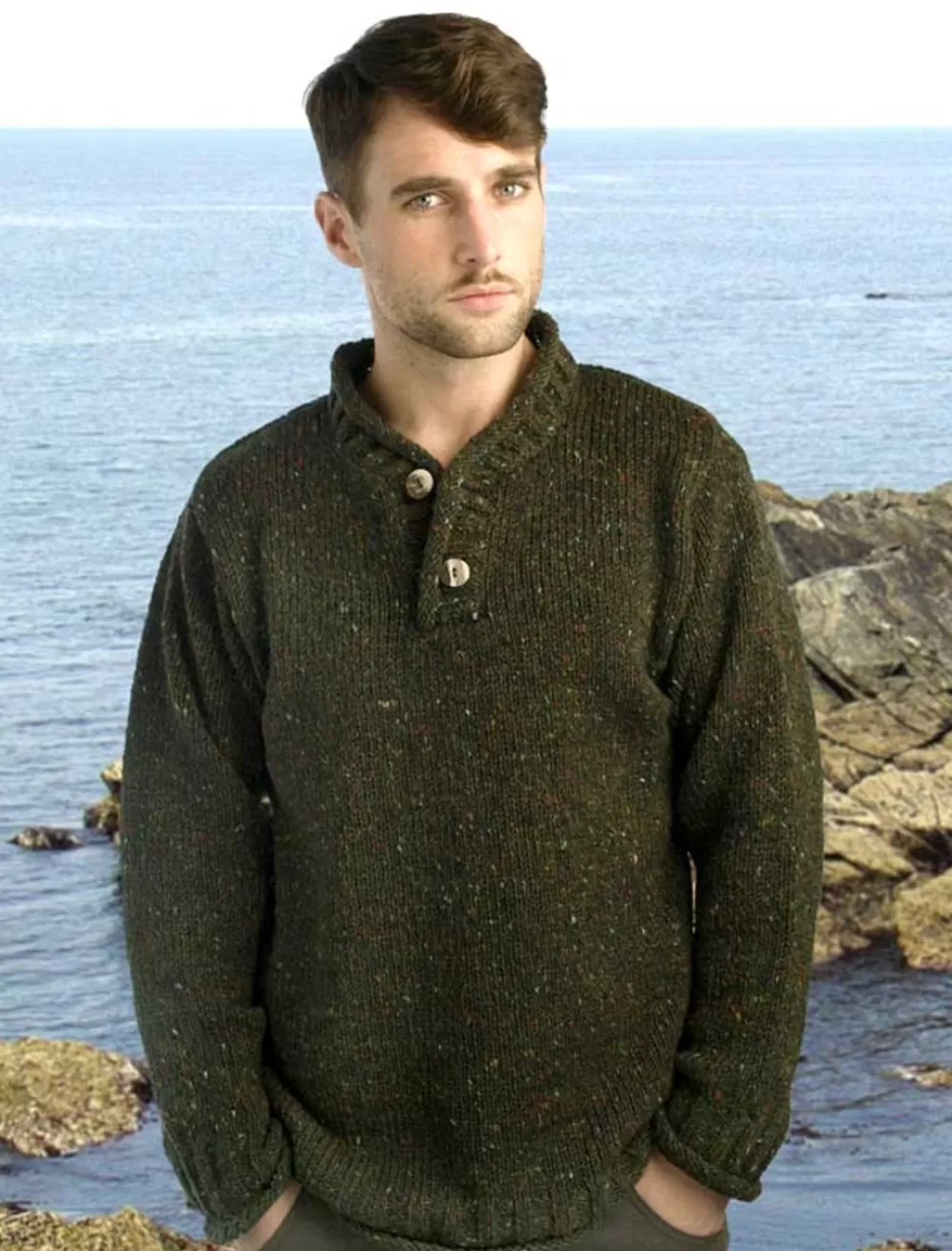 Store Men's Donegal Tweed 2 Button Sweater Sweaters