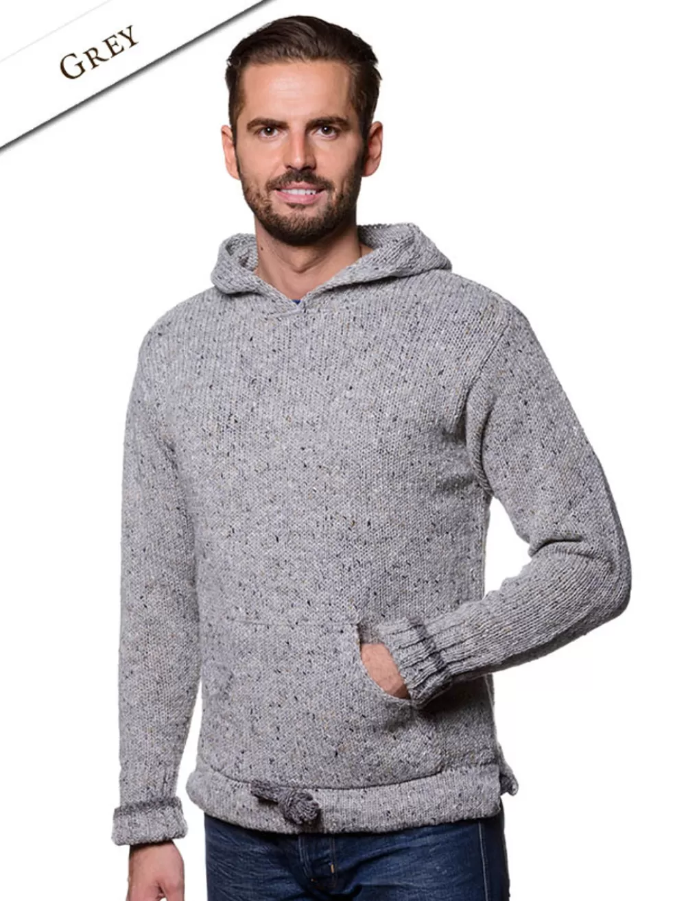 Sale Men's Wool Hoodie with Pouch Pocket Sweaters