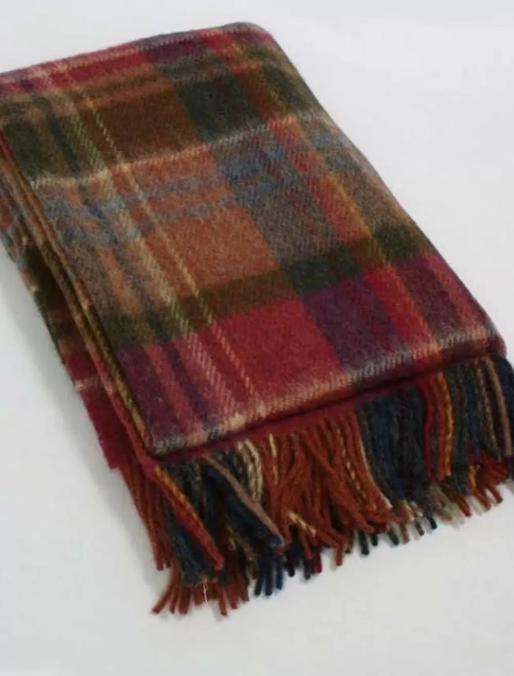 Cheap Plaid Wool Throw - Rust Cranberry Olive Plaid & Tartan Throws