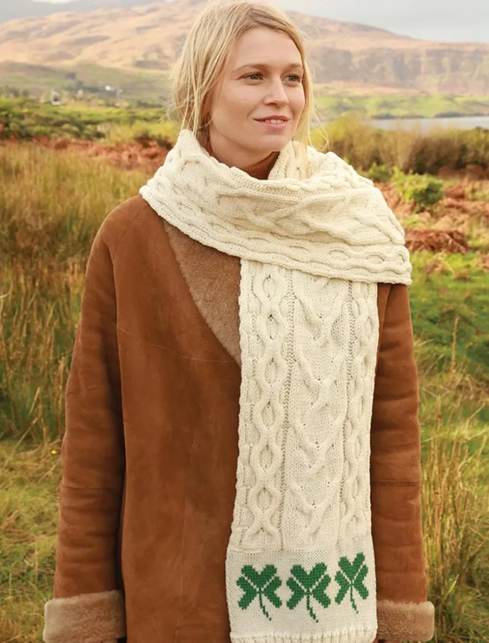 Best Sale Three Shamrocks Merino Scarf Women Knitted Wool Scarves