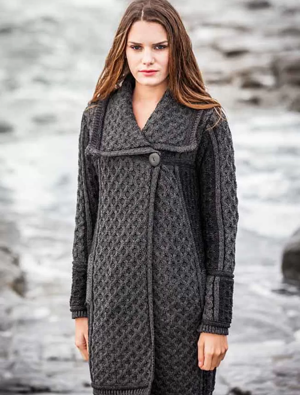 Hot Two Tone Merino Wool Coat Women Cardigans, Jackets & Coatigans